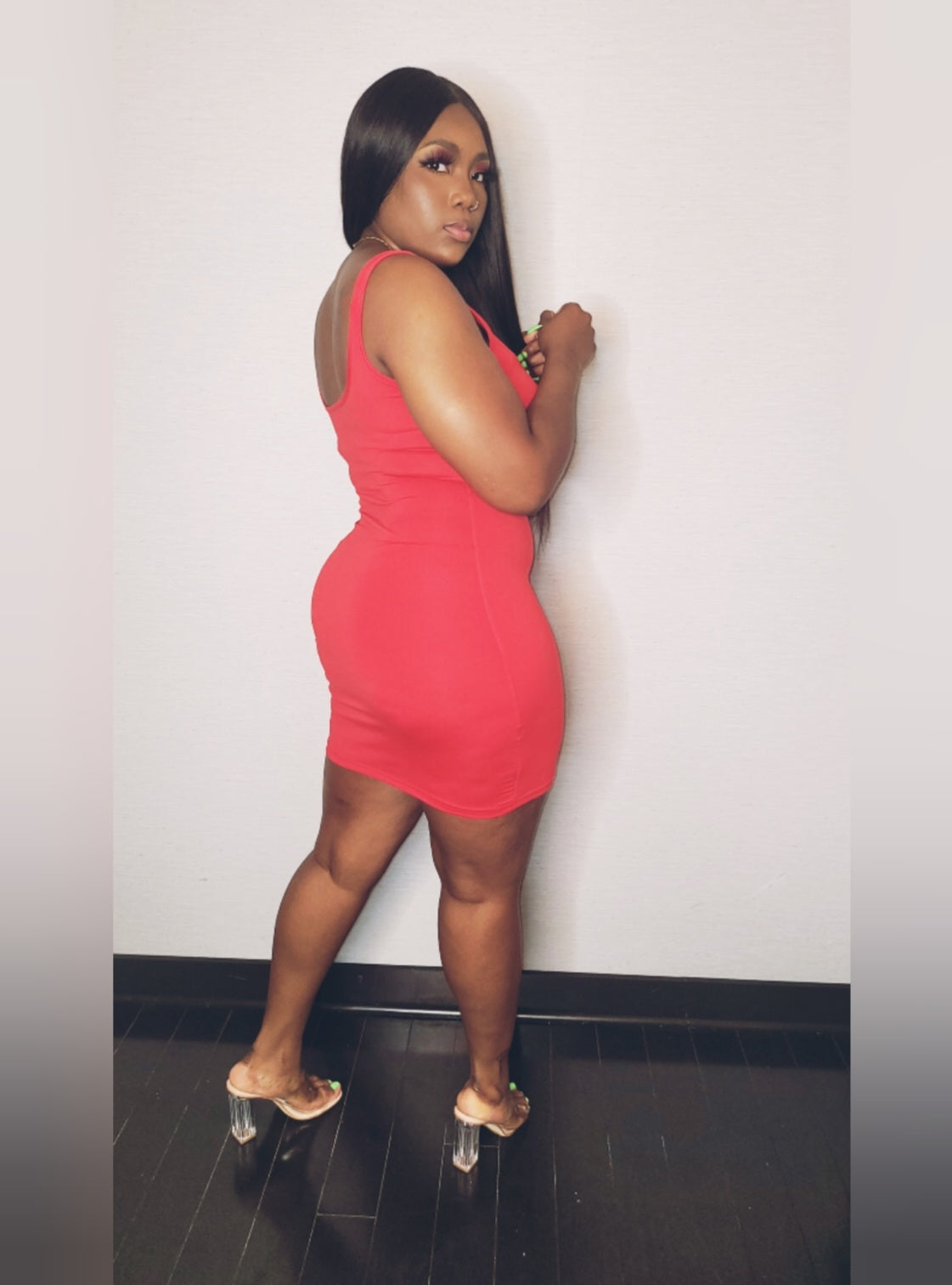 red number dress Amabella Q1066